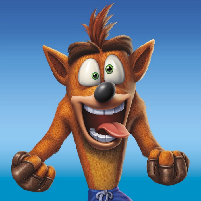Crash Bandicoot with a wide open mouth