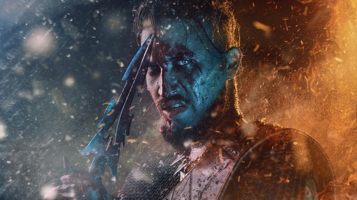 Vikings warrior with sword and shield