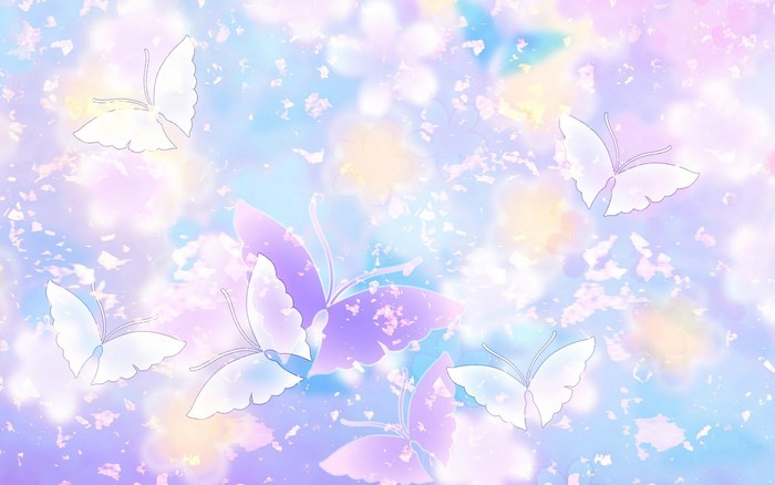 Butterflies and petals on a pastel background