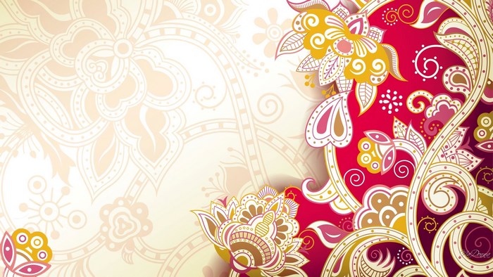 Floral pattern with red and yellow flowers