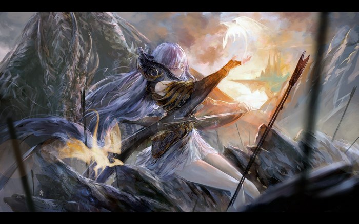 Girl with purple hair and dragon armor