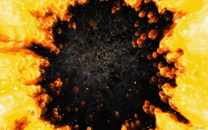 Explosion with fire and smoke