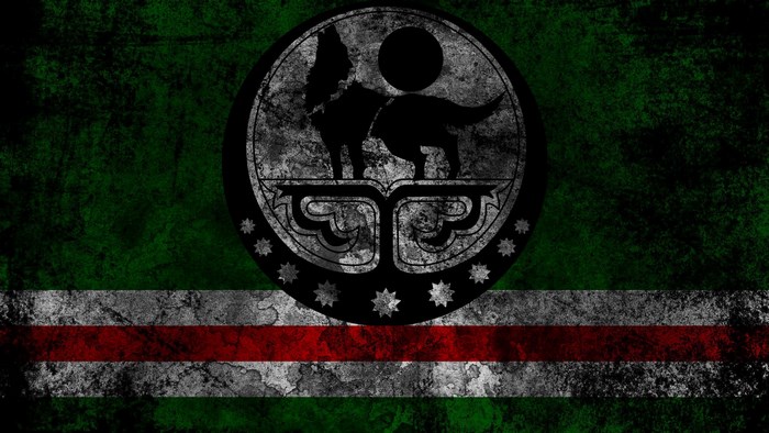 Chechen flag with wolf emblem