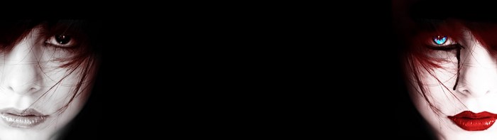 Dark desktop with two faces