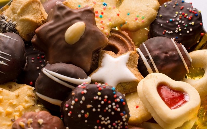 Assortment of decorated cookies and pastries