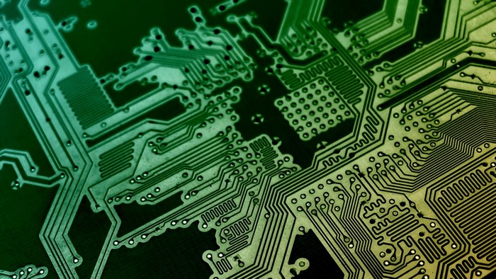 Close-up of Green and Gold Circuit Board