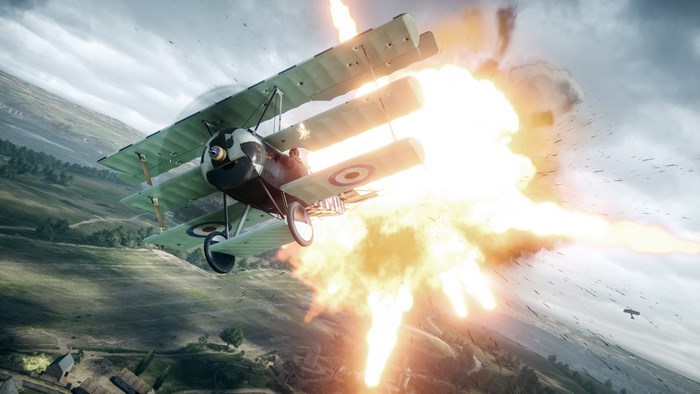 Battlefield 1 triplane in explosion