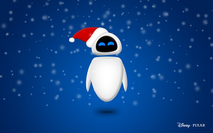 EVE from WALL-E wearing a Santa hat