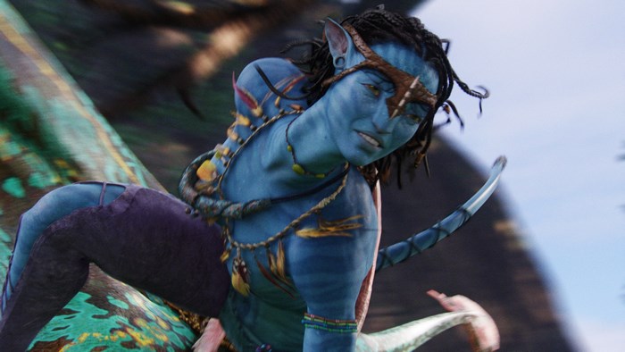 Blue Alien Warrior in Dynamic Action Pose