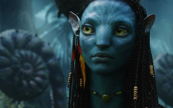 Close-up of Blue-Skinned Character from Avatar