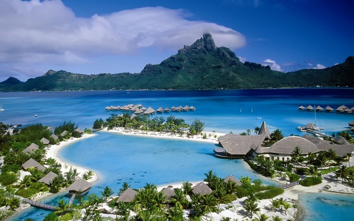 Tropical Island Resort with Overwater Bungalows