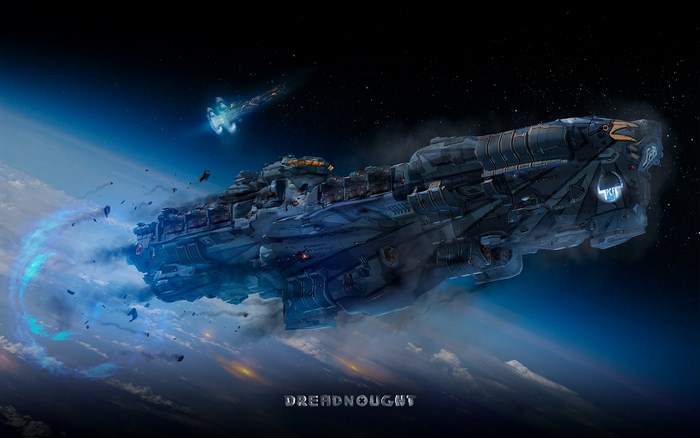 Dreadnought Spaceship in Orbit