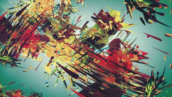 Abstract explosion of colorful shapes and lines