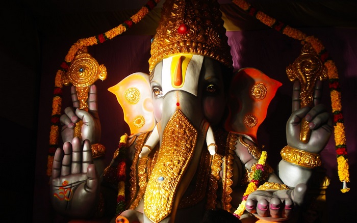 Lord Ganesha statue with ornate decorations