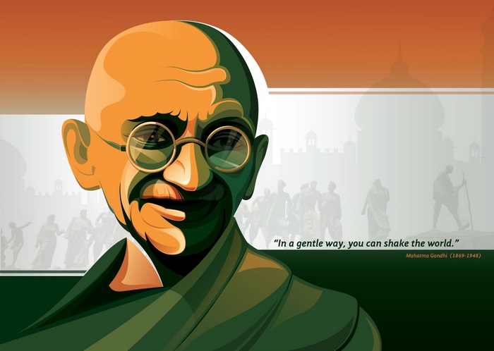 Mahatma Gandhi portrait with quote