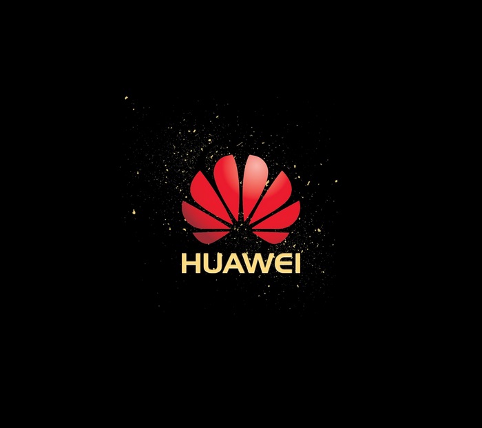 Huawei logo with red flower and gold text