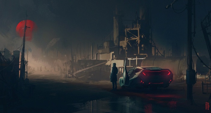 Blade Runner 2049 scene with futuristic car