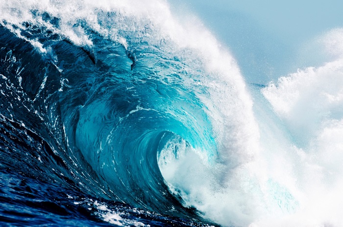 Powerful Ocean Wave Crashing with White Foam