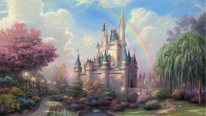 Cinderella Castle with Rainbow and Garden