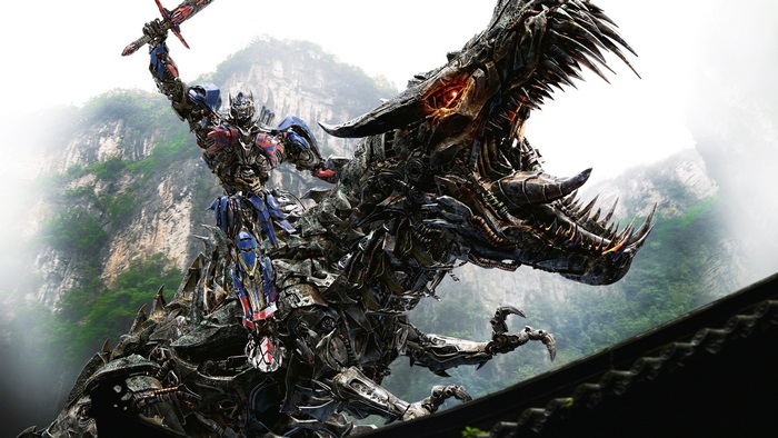Optimus Prime riding Grimlock in Transformers 4K