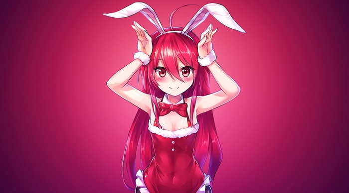 4K Anime Girl in Red Bunny Costume