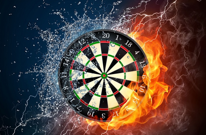 Dartboard with Water and Fire Elements