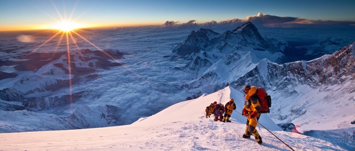 4K Sunrise Over Everest Snowy Mountain Climb