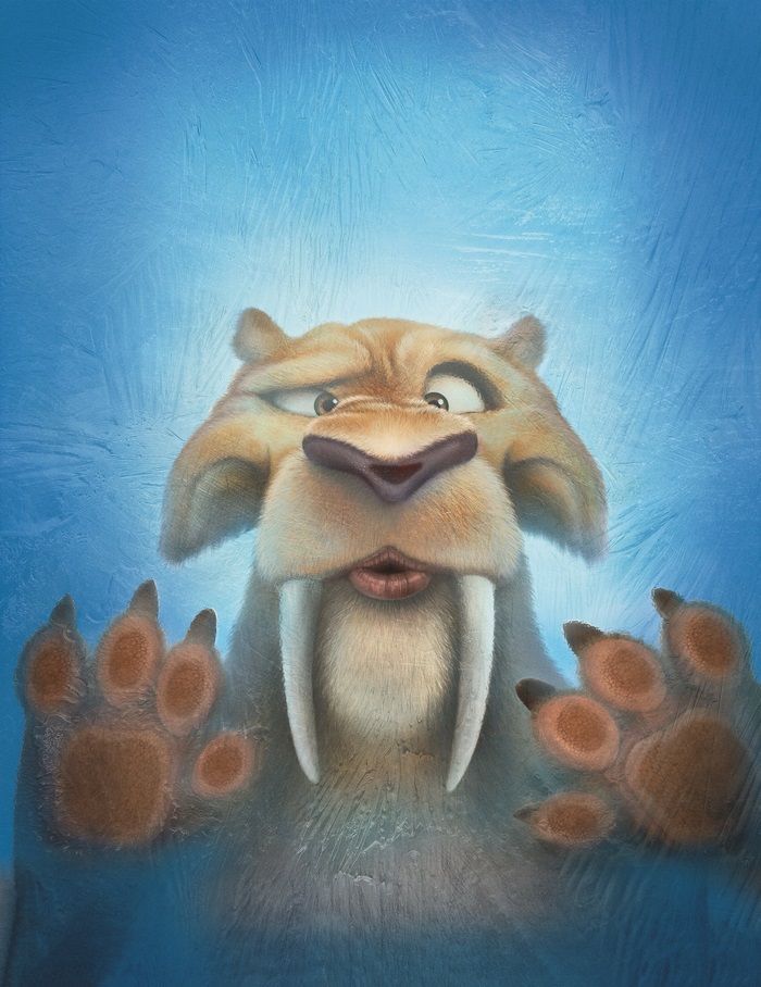Diego from Ice Age pressing against ice