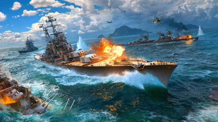 World of Warships 4K battle scene