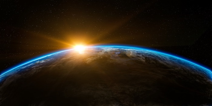 Earth from space with sunrise 4K