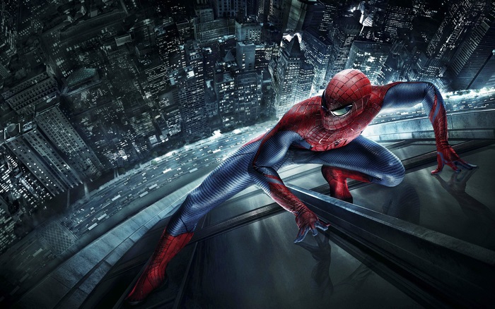 Spider-Man on City Skyscraper at Night in 4K