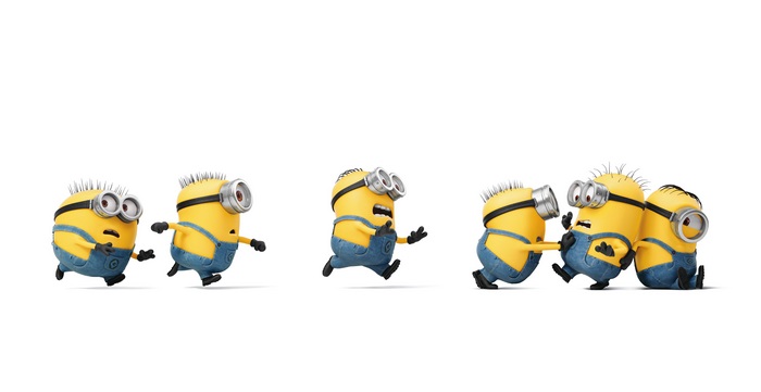 Minions running and interacting