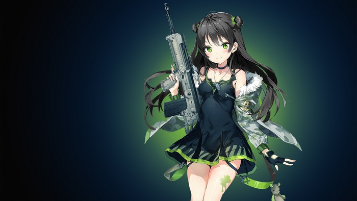 Anime girl with rifle 4K