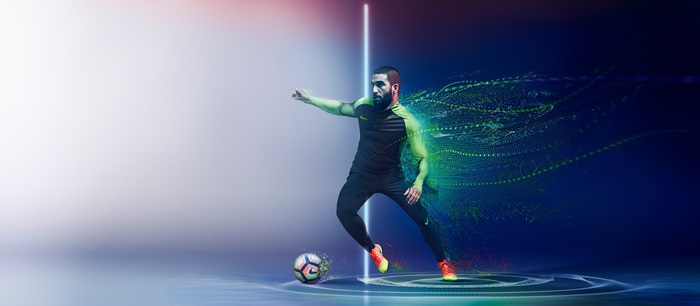 Football player training with digital effects