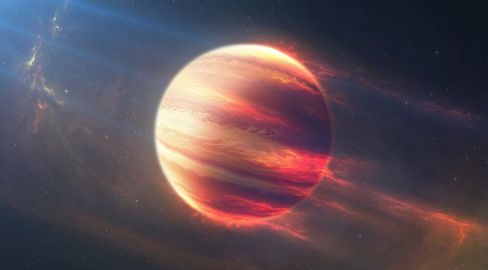 Space planet with fire and stars 4K