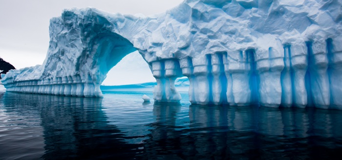 Iceberg arch in Antarctica 4K