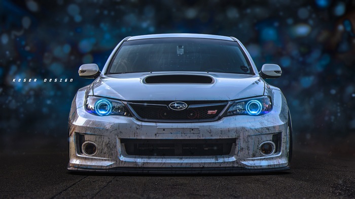 4K Subaru WRX STI with custom headlights