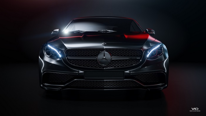 Sleek Black Mercedes Benz S63 AMG 4K Front View