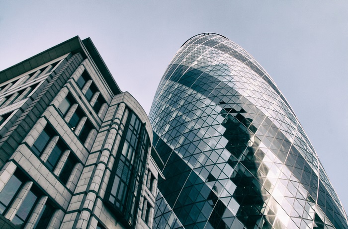 The Gherkin Building and adjacent office building
