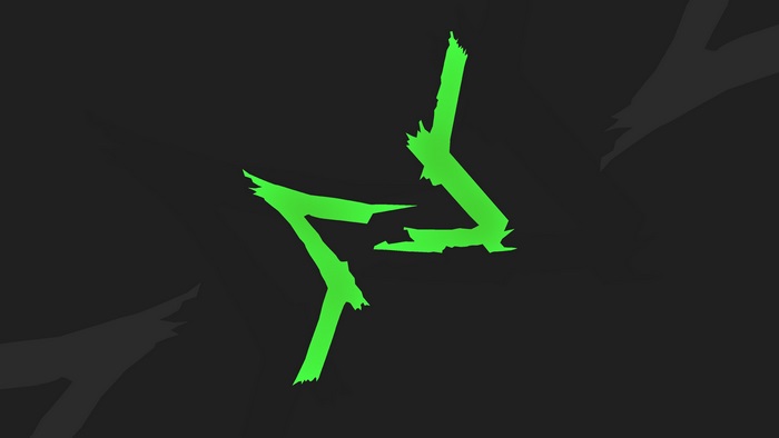 Green abstract symbol on black background