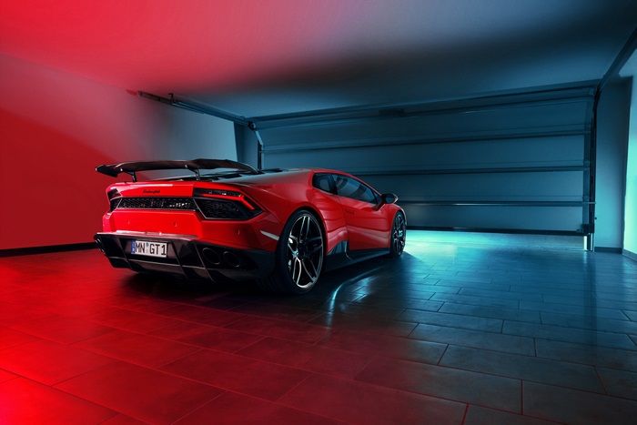 Red Lamborghini Huracan in Garage with 4K Clarity