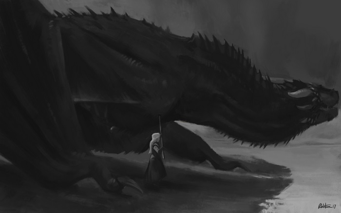 Dragon and a woman from Game of Thrones 4K