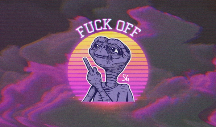 E.T. the Extra-Terrestrial flipping off the viewer