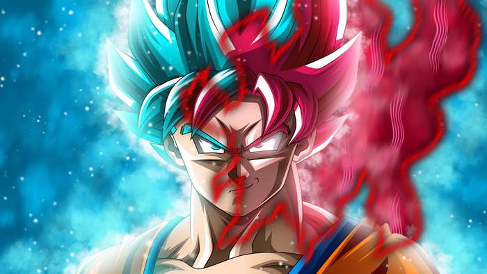 Dragon Ball Super Goku Blue and Red Aura 4K