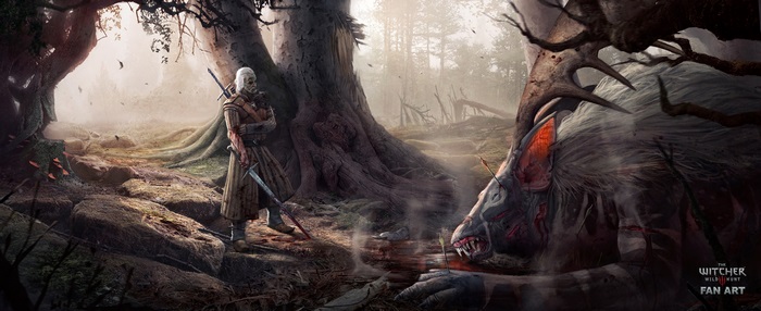 The Witcher 3 Wild Hunt 4K: Geralt Facing Beast