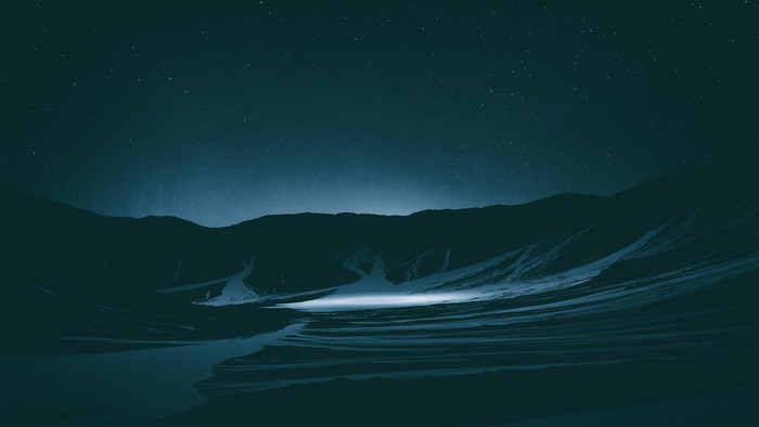 Night landscape with stars and mountains