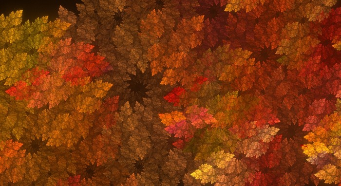 Abstract Fractal Leaves in Warm Autumn Colors