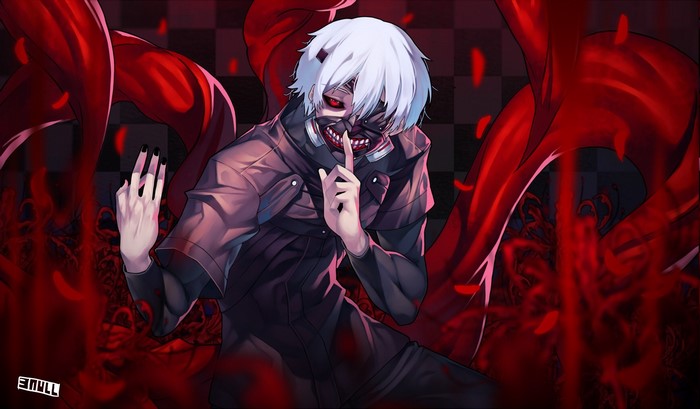 Kaneki Ken with White Hair and Red Eyes Tokyo Ghoul