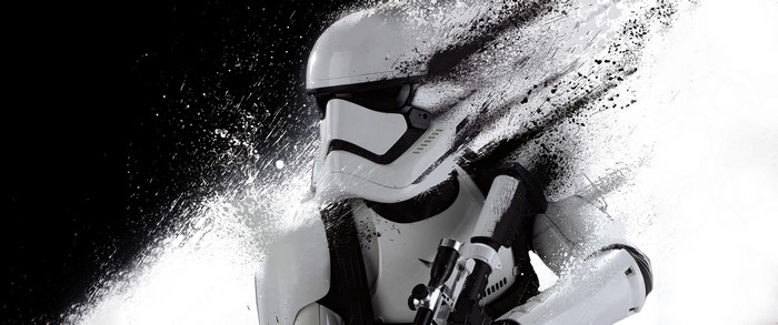 Stormtrooper from Star Wars with disintegration effect