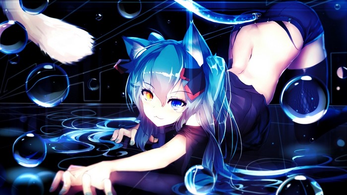 Hatsune Miku with Heterochromia and Animal Ears